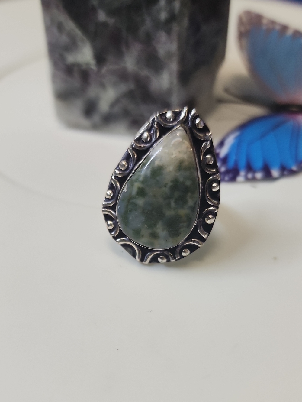 Handcrafted Teardrop Agate Ring